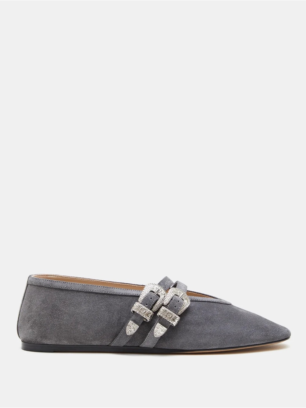 Le Monde Béryl Claudia Western Ballet Slipper in Anthracite Suede / GRAY